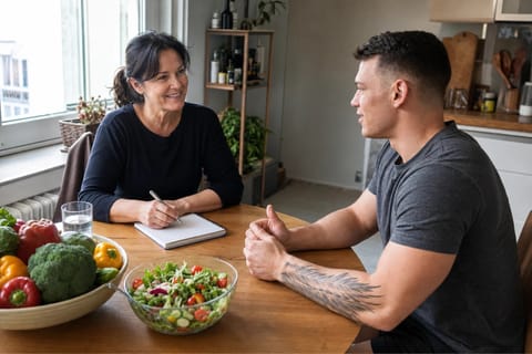 Alltagstaugliche Ernährungsberatung Tim Haaf bei der Ernährungsberatung am Küchentisch